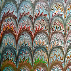 Cockatoo Pattern Marbled paper by Miki Lovett