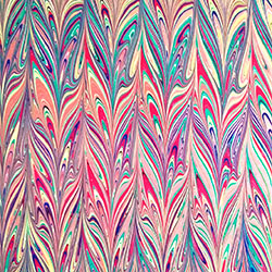 Peacock variation Marbled paper by Miki Lovett