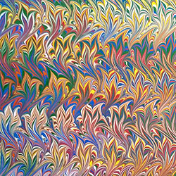 Fleur de Lis Pattern Marbled paper by Miki Lovett
