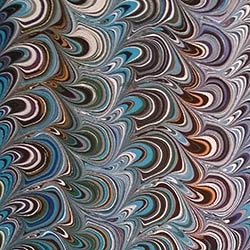 Peacock Marbled paper by Miki Lovett
