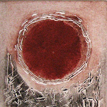 Mini-Dots, miniature Drypoints by Miki Lovett, oil based ink. In Private Collection